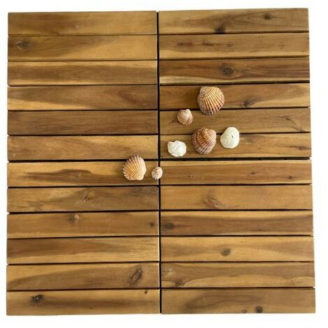 Dalle en bois acacia huilé Snap & Go (lot de 4) - Chêne moyen 30 x 30 cm