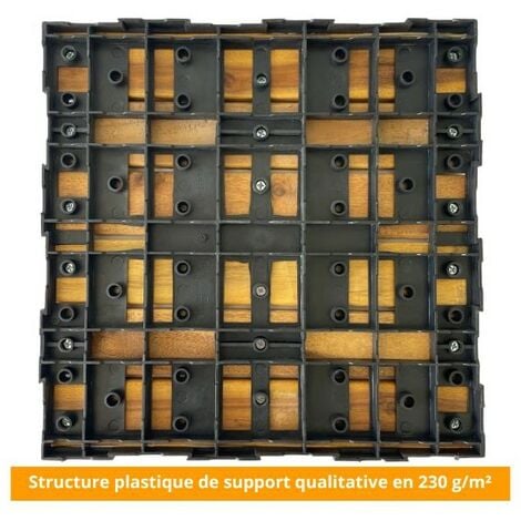 Dalle en bois acacia huilé Snap & Go (lot de 4) - Chêne moyen 30 x 30 cm