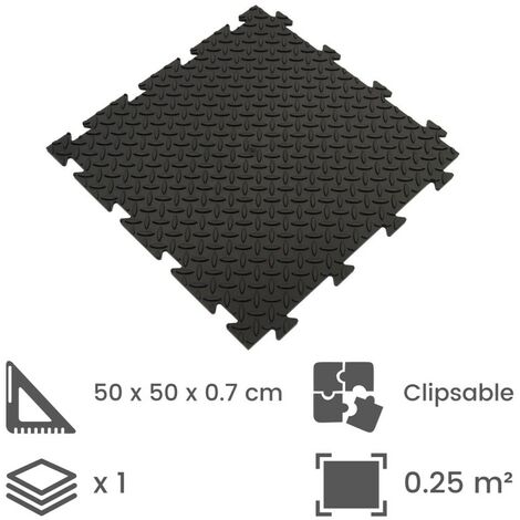Dalle clipsable en PVC Motif grain de riz - Noir 50 x 50 cm