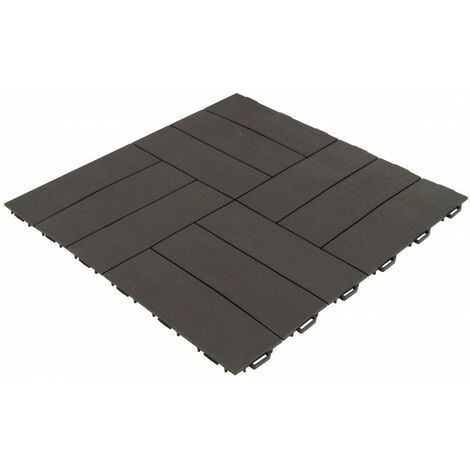 Idroweb – Dalle clipsable extérieure finition bois mosaïque – 56 x 56 cm – Imputrescible et traité anti-tache – Pose facile sans outil