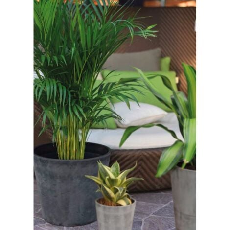 Pot de fleurs rond en plastique recyclé - Gris beton 40 cm