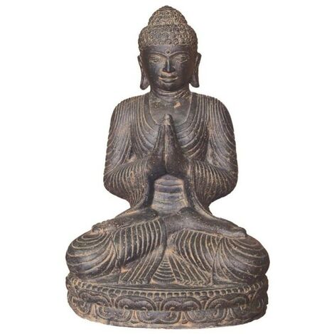 Statue bouddha assis salutation 45 cm - Gris anthracite 45 cm