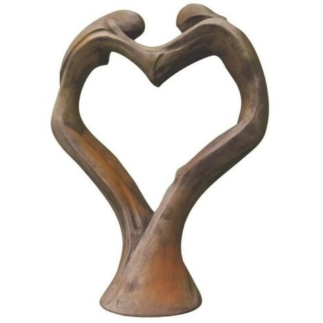 Jardinex – Statue de jardin en pierre Tristan et Iseult cœur 105 cm – Résistante aux intempéries – Finition patine demi-rouille – Sculpture romantique