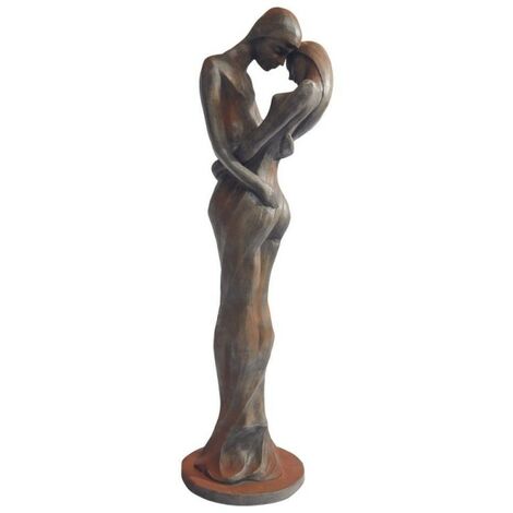Jardinex – Statue de jardin en pierre Tristan et Iseult – Finition demi-rouille – Hauteur 123 cm – Moulée en pierre reconstituée