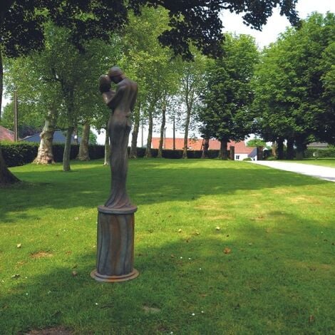 Statue de jardin en pierre Tristan et Iseult demi rouille - Rouille 123 cm