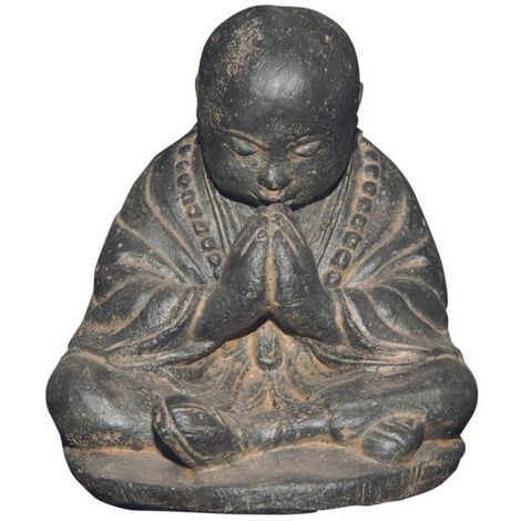 Statue jardin moine bouddhiste assis (grand format) - Gris 30 cm
