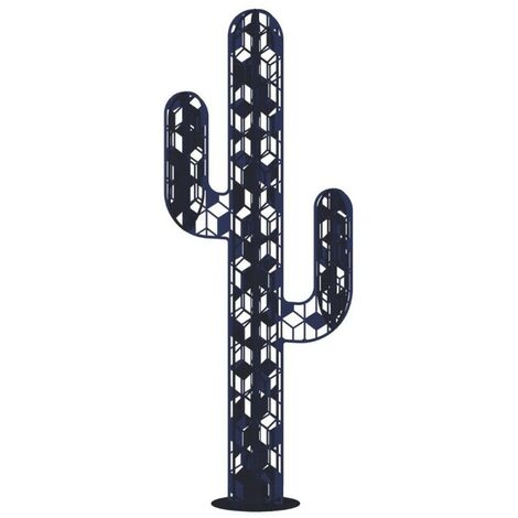 Cactus métal 3 branches origami - Gris anthracite 170 cm