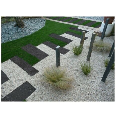 Jardinex – Pas japonais en schiste ardoisier 100 x 30 cm – Noir – Lot de 3 – Finition brute avec surface irrégulière pour aménagements extérieurs