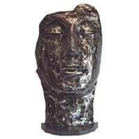 Jardinex – Statue visage en métal mosaïque 108 cm – Acier avec finition reflet – Installation facile avec socle ou piquets – Décoration extérieure design