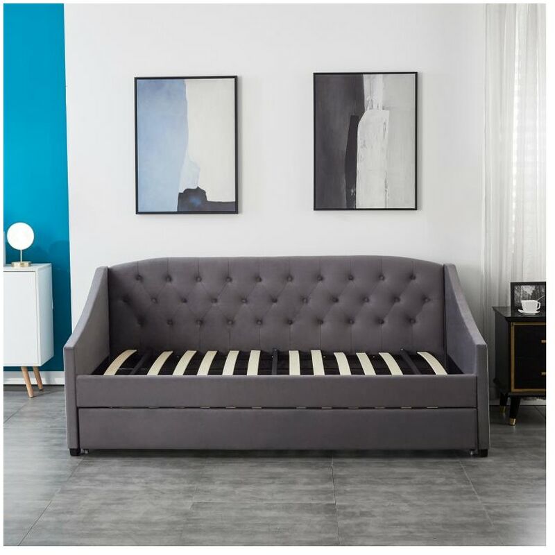 Velvet Grey Daybed 3ft Single Sofa Bed