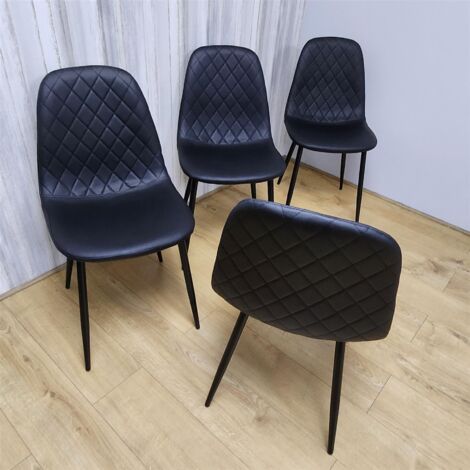 Dining Chairs Set of 4 Black Leather Kitchen Chairs