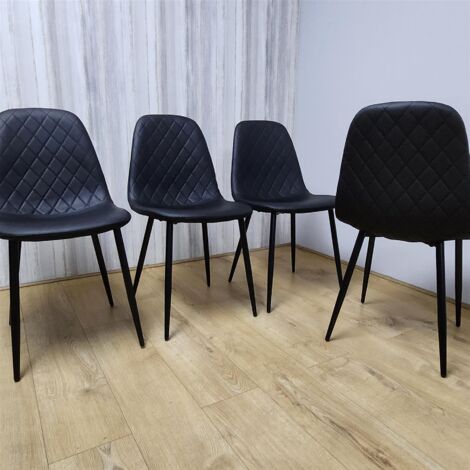 Dining Chairs Set of 4 Black Leather Kitchen Chairs