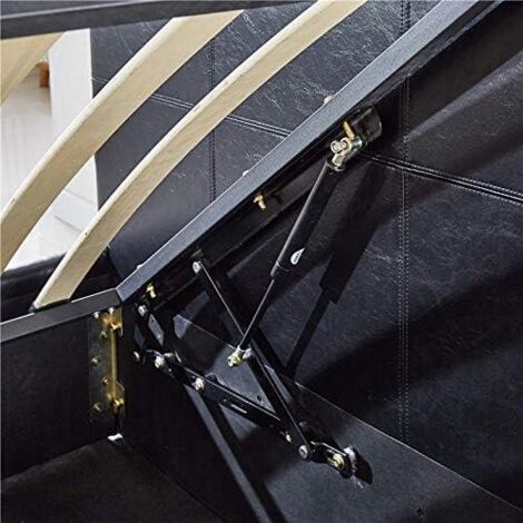 Ottoman Bed Gas Lift Storage Black 4ft Small Double Velvet Cushioned Bedroom