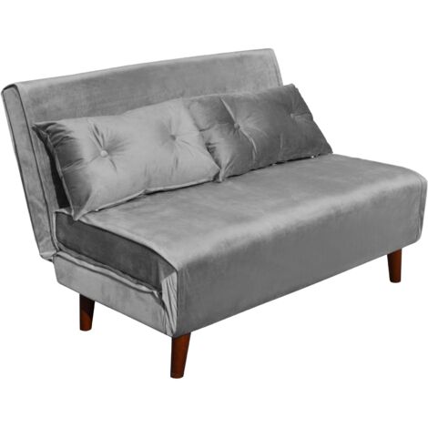 Double Sofa Bed Sleeper Foldable Portable Pillow Lounge Couch Grey Sofa BedLiving Room Furniture