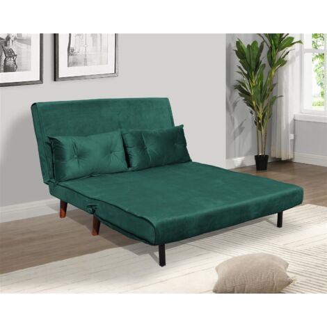 Double Sofa Bed Sleeper Foldable Portable Pillow Lounge Couch Green Sofa BedLiving Room Furniture