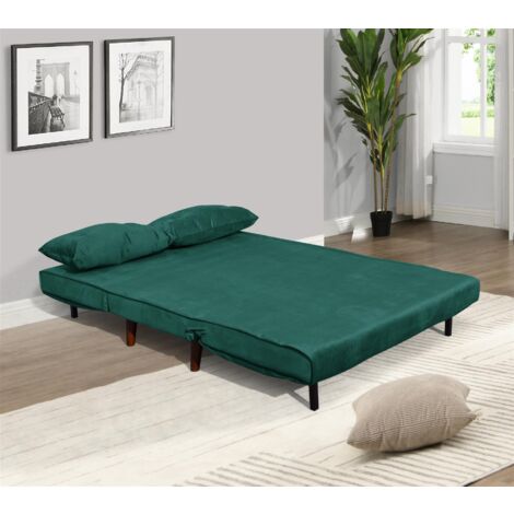 Double Sofa Bed Sleeper Foldable Portable Pillow Lounge Couch Green Sofa BedLiving Room Furniture