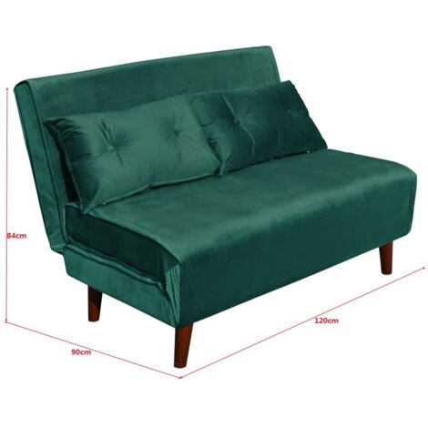 Double Sofa Bed Sleeper Foldable Portable Pillow Lounge Couch Green Sofa BedLiving Room Furniture