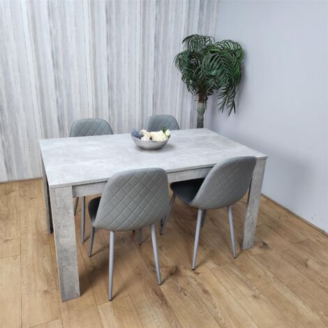 Wooden Rectangle Dining Table Sets with Set of 4 Chairs for Dining Room, Grey (1/5)