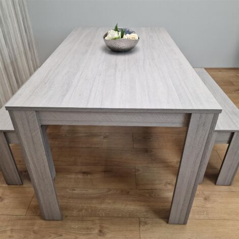 Dining Table and 2 Benches Grey 2 Wooden Benches Wood Dining Set Furniture