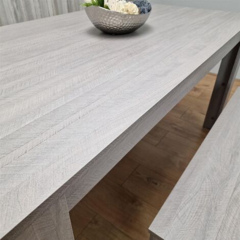 Dining Table and 2 Benches Grey 2 Wooden Benches Wood Dining Set Furniture