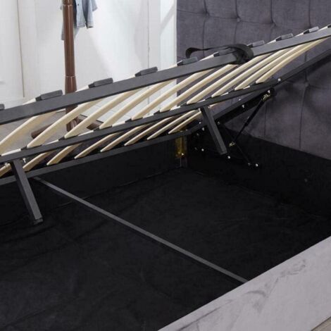Ottoman Storage Bed grey 3ft single and 1 mattress velvet cushioned bedroom