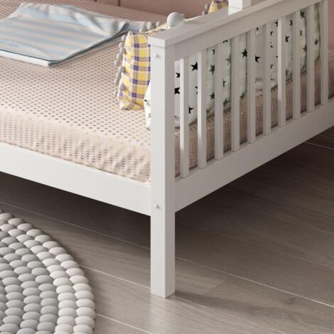 Bunk Bed Kids White 3ft Single Upper and 4ft6 Double Bottom Bunk Beds Wooden Pine Children Bedroom
