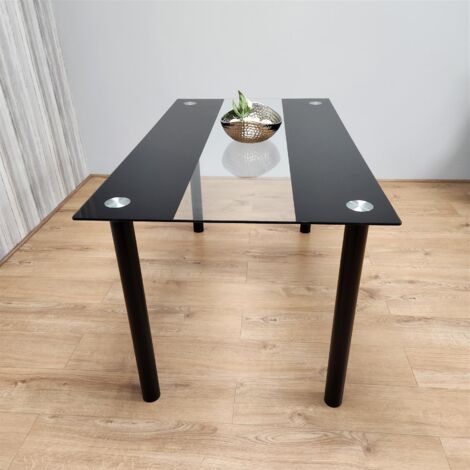 Dining Table Black Glass Kitchen Place for 4 Seats, Dining Table Only (Black H 75 x L 120 x W 70 cm) (1/5)