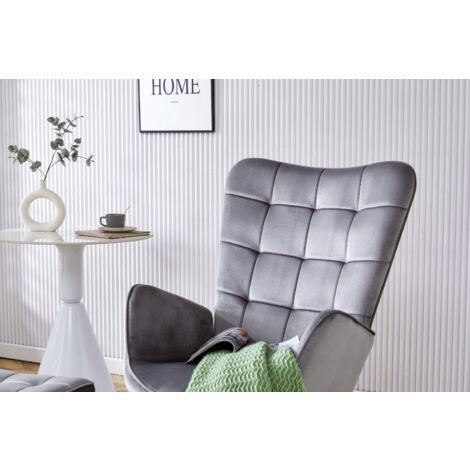 Recliner sofa lounge chair with footstool grey velvet sofa living room furniture