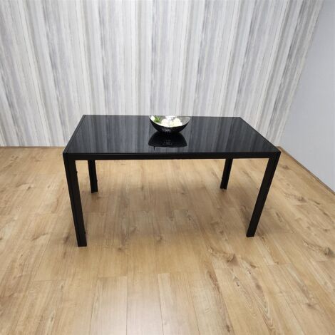 Dining Table Black Glass Kitchen Place for 4 Seats, Dining Table Only (Black H 75 x L 120 x W 70 cm) (1/5)