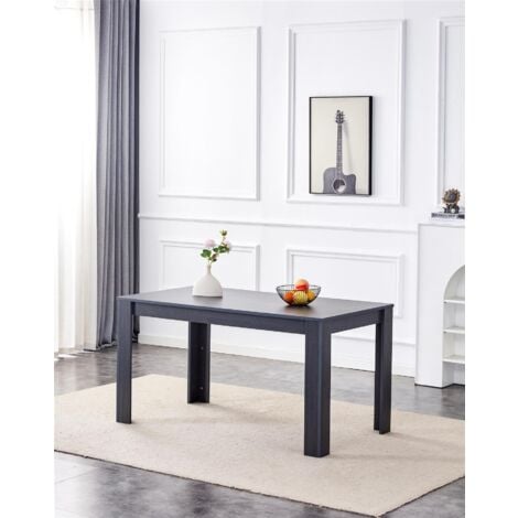 Dining Table Dark Grey Wood Kitchen Place for 6 Seats, Dining Table Only (Dark Grey H75 x L140 x W80 CM)
