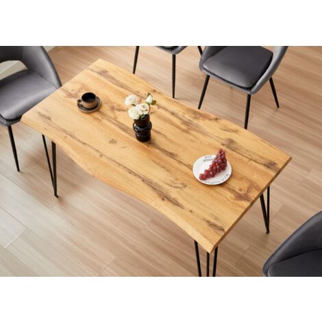 Wooden Dining Table With Metal Hairpin Legs for Dining Room, Work, or Study (Length 140cm)