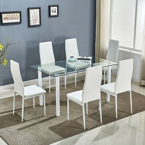 Kosy Koala Stunning White Glass Dining, White Leather Chairs Dining Room