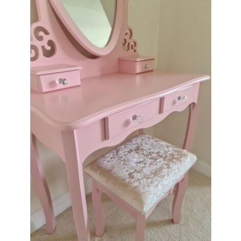 White Heart-Shaped Stylish Dressing Table Stool CYY Heart-Shaped Dressing Table for Children and Girls with Mirror and Drawer