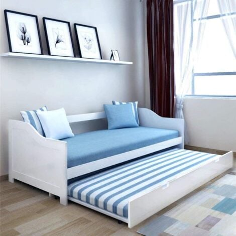 Daybed with Trundle kids white 3ft single wooden day bed bedroom