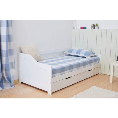 Daybed with Trundle kids white 3ft single wooden day bed bedroom