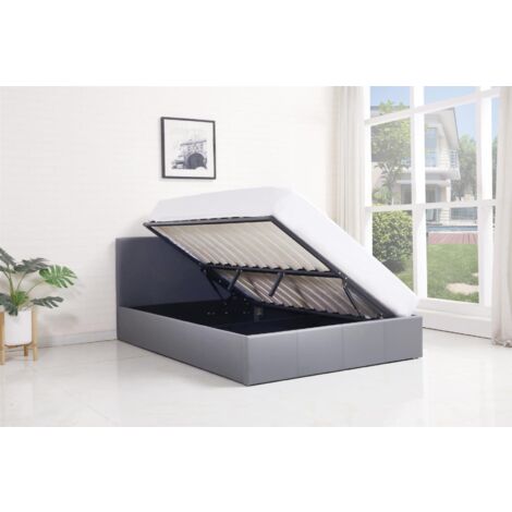 Ottoman Storage Bed grey small double 4ft leather bedroom furniture