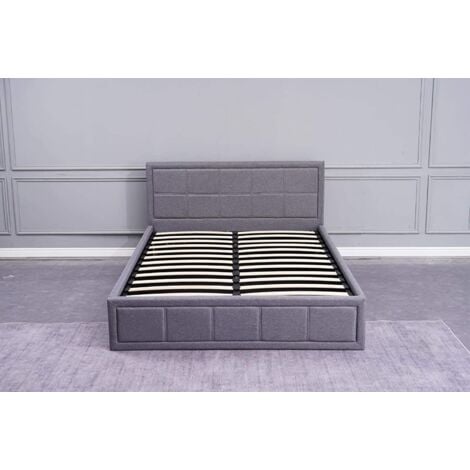 Ottoman Storage Bed Grey 4ft Small Double Wooden Fabric Bedroom