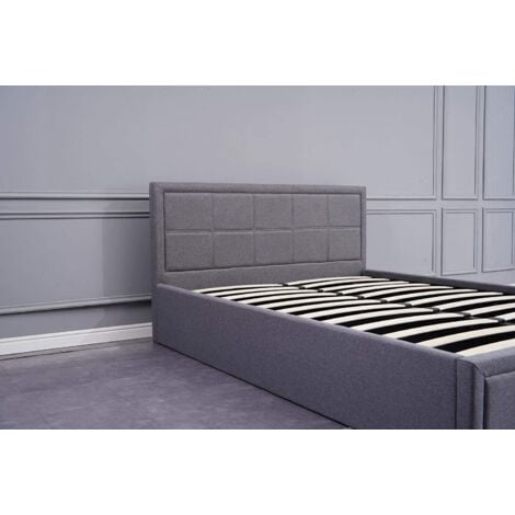 Ottoman Storage Bed Grey 4ft Small Double Wooden Fabric Bedroom