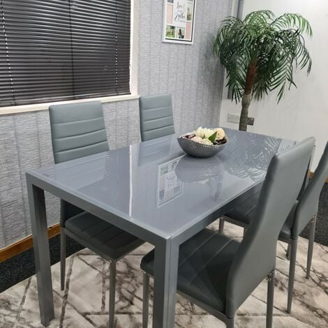 Grey glass dining on sale table set