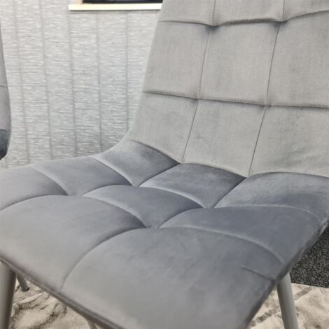 Dining Chairs Set of 2 Grey Velvet Kitchen Chairs