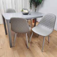 Glass Dining table and 4 grey leather chairs Grey Glass Table And 4 Chairs kitchen dining room furniture