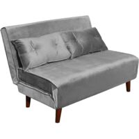 Double Sofa Bed Sleeper Foldable Portable Pillow Lounge Couch Grey Sofa BedLiving Room Furniture