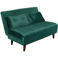 Double Sofa Bed Sleeper Foldable Portable Pillow Lounge Couch Green Sofa BedLiving Room Furniture