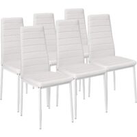 KOSY KOALA STUNNING WHITE GLASS DINING TABLE SET AND 6 OR 4 WHITE FAUX LEATHER CHAIRS - Table with 6 White Chairs - White