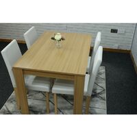 KOSY KOALA Modern wooden oak effect dining Table with 4 cream Faux Leather chairs (Table with 4 cream chairs)
