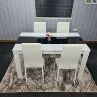 KOSY KOALA White Dining Table With 4 White Faux Leather Chairs High Gloss Wood Dining Table Set - White