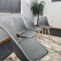 KOSY KOALA Set of 4 white Grey or Black Wooden Dining tulip Chairs Plastic Lounge Kitchen padded seat chairs - x4 Dark Grey Chairs