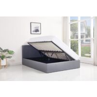 Grey Ottoman Storage Bed Side Lift Opening (Grey, 4FT SMALL DOUBLE) - Grey