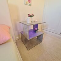 Modern Grey Bedside Tables Night Stand Cabinet Storage Comes With Led Light Bedroom Furniture