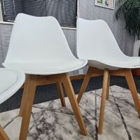 KOSY KOALA Set of 4 White Wooden Dining Tulip Chairs Plastic Lounge Kitchen Padded Seat Chairs